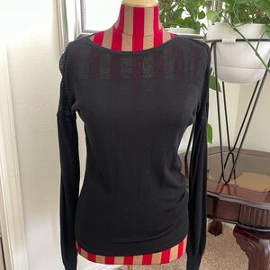 L'AGENCE Black Lace Detail Top size XS cashmere and silk blend